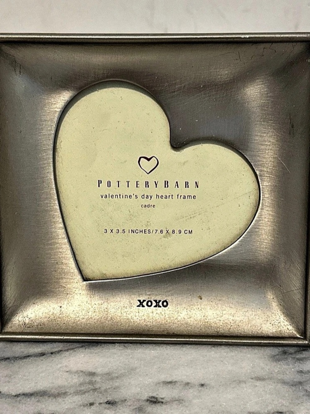 Pottery Barn Valentine's Day Heart Frame XOXO Silver & Cream